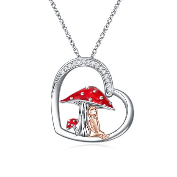 Sterling Silver Mushroom Necklace-0