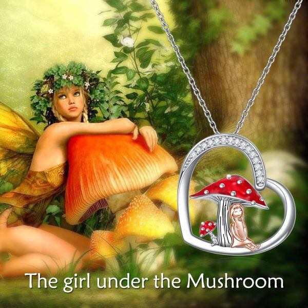 Sterling Silver Mushroom Necklace-4