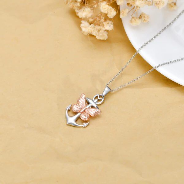 Sterling Silver Anchor Butterfly Necklace-1