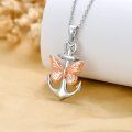 wholesale 925 Sterling Silver 925 Rose Gold Plated Anchor & Butterfly Pendant Necklace for Women-0-2