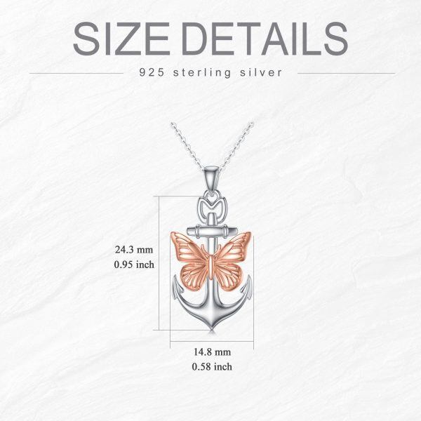 Sterling Silver Anchor Butterfly Necklace-3