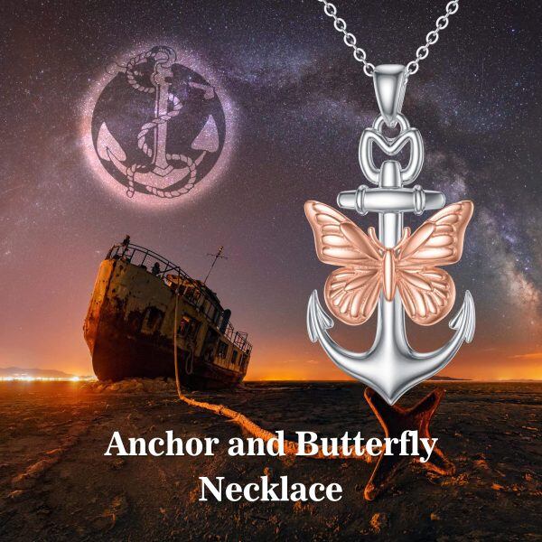 Sterling Silver Anchor Butterfly Necklace-5