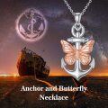wholesale 925 Sterling Silver 925 Rose Gold Plated Anchor & Butterfly Pendant Necklace for Women-0-5