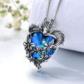wholesale 925 Sterling Silver Heart-Shaped Blue Crystal Dragon Pendant Necklace for Women-0-1