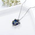 wholesale 925 Sterling Silver Heart-Shaped Blue Crystal Dragon Pendant Necklace for Women-0-2
