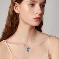 wholesale 925 Sterling Silver Heart-Shaped Blue Crystal Dragon Pendant Necklace for Women-0-5