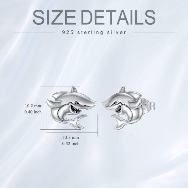 Sterling Silver Shark Earrings-4