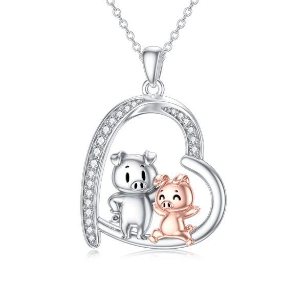 Sterling Silver Pig Necklace-0