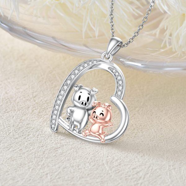 Sterling Silver Pig Necklace-1