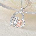 wholesale 925 Sterling Silver Heart-Shaped Mother & Child Pigs Pendant Necklace for Women-0-1