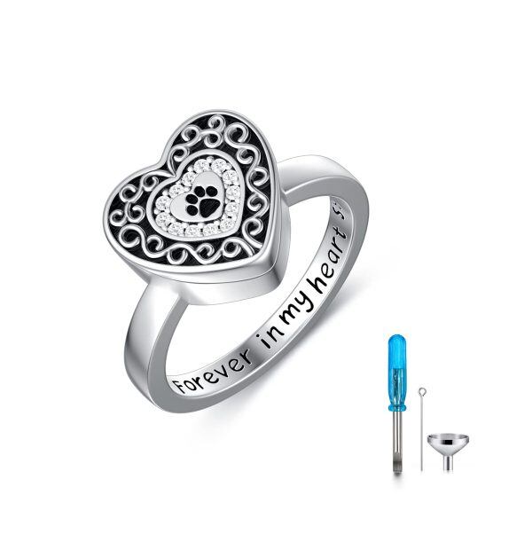 Sterling Silver Engraved Forever in My Heart Urn Rings-0