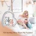 wholesale 925 Sterling Silver Heart-Shaped Mother & Child Pigs Pendant Necklace for Women-0-3