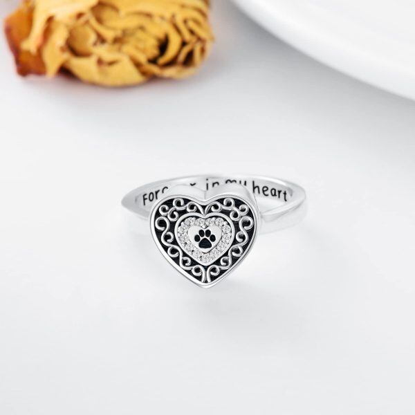 Sterling Silver Engraved Forever in My Heart Urn Rings-1