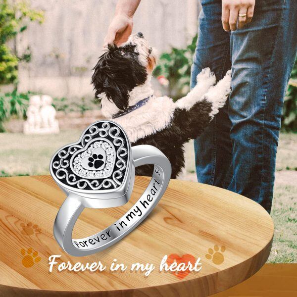 Sterling Silver Engraved Forever in My Heart Urn Rings-4