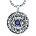 wholesale 925 Sterling Silver Blue Sapphire CZ Evil Eye Round Pendant Necklace-0-0