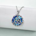 wholesale 925 Sterling Silver Blue Abalone Shell Triquetra Dragon Pendant Necklace-0-3
