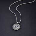 wholesale 925 Sterling Silver Blue Sapphire CZ Evil Eye Round Pendant Necklace-0-2