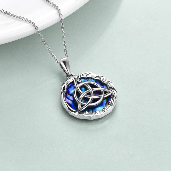 Sterling Silver Dragon Celtic Knot Necklace-4