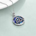 wholesale 925 Sterling Silver Blue Abalone Shell Triquetra Dragon Pendant Necklace-0-4