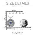 wholesale 925 Sterling Silver Blue Sapphire CZ Evil Eye Round Pendant Necklace-0-3