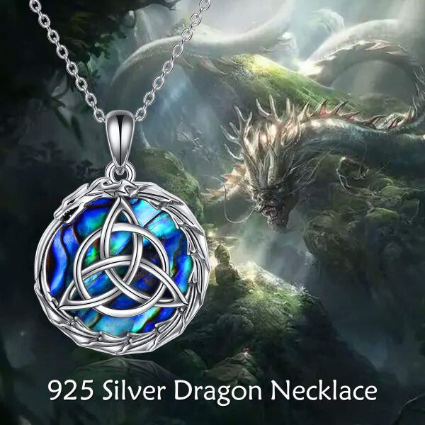 Sterling Silver Dragon Celtic Knot Necklace-5