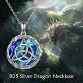 wholesale 925 Sterling Silver Blue Abalone Shell Triquetra Dragon Pendant Necklace-0-5