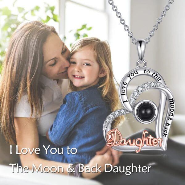 Sterling Silver Daughter Heart Necklace-1