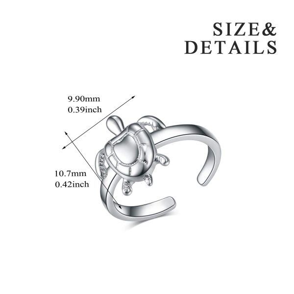 Sterling Silver Adjustable Sea Turtle Ring-4