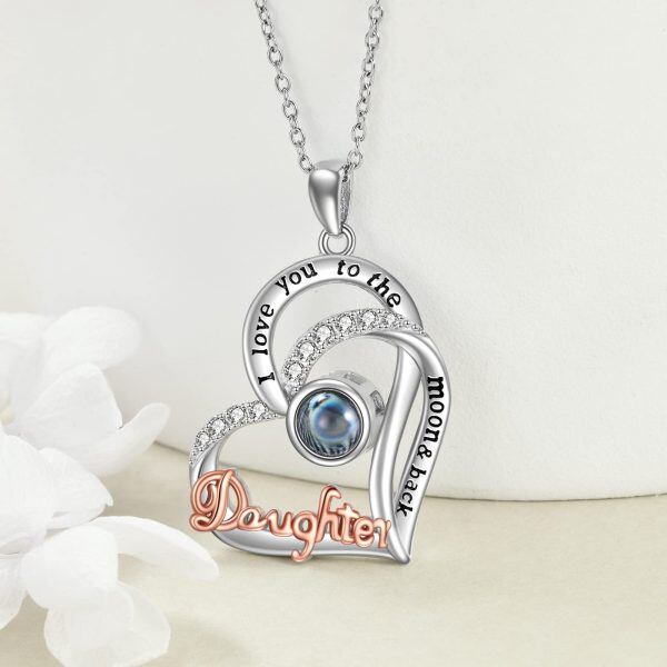 Sterling Silver Daughter Heart Necklace-4