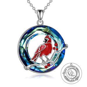 Sterling Silver Red Cardinal Urn Necklace-0