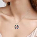 wholesale 925 Sterling Silver Round Blue Crystal Cardinal Keepsake Pendant Necklace with Engraved Message - 45cm Chain Length-0-1