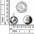 wholesale 925 Sterling Silver Round Blue Crystal Cardinal Keepsake Pendant Necklace with Engraved Message - 45cm Chain Length-0-2