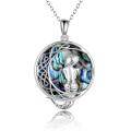 wholesale 925 Sterling Silver Round Abalone Shell Mermaid Crescent Moon Pendant Necklace for Women-0-0