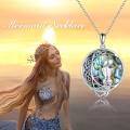 wholesale 925 Sterling Silver Round Abalone Shell Mermaid Crescent Moon Pendant Necklace for Women-0-2