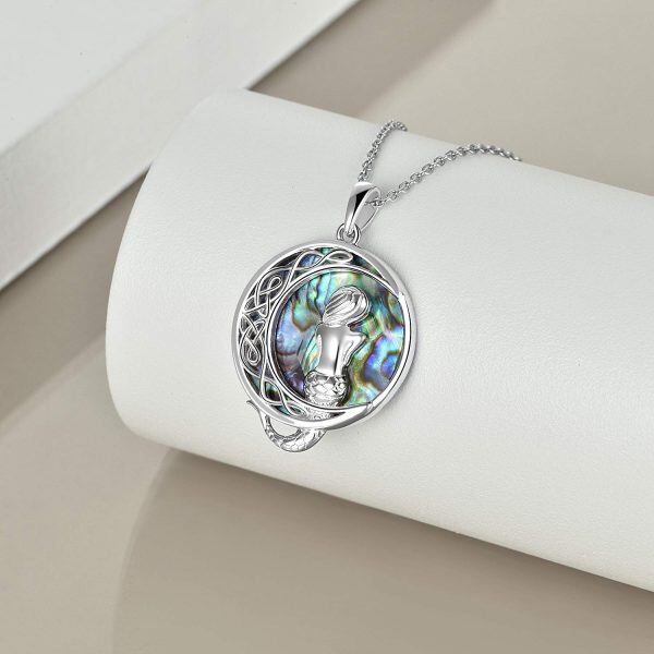 Sterling Silver Mermaid Crescent Moon Necklace-4