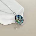 wholesale 925 Sterling Silver Round Abalone Shell Mermaid Crescent Moon Pendant Necklace for Women-0-5