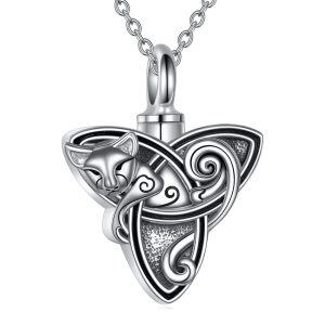 Sterling Silver Celtic Cat Necklace-0