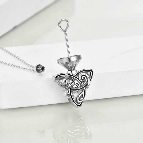 Sterling Silver Celtic Cat Necklace-2