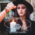 wholesale 925 Sterling Silver Pentagram & Moons Stone Ankle Bracelet 3 Adjustable Chain-0-4