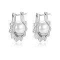 wholesale 925 Sterling Silver Flower Shape Pearl Clip On Hoop Earrings for Women-0-0