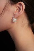 wholesale 925 Sterling Silver Flower Shape Pearl Clip On Hoop Earrings for Women-0-3