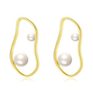 Sterling Silver Pearl Stud Earrings -0