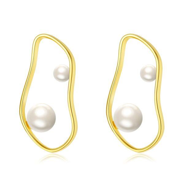 Sterling Silver Pearl Stud Earrings -0