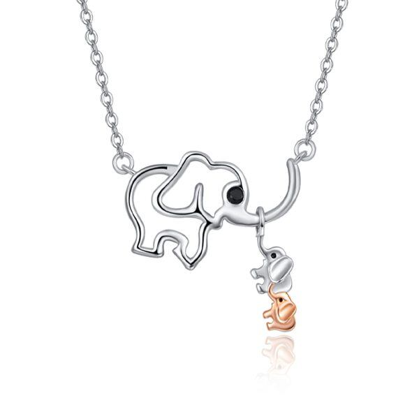 Sterling Silver Elephant Family Necklaces-0