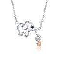 wholesale 925 Sterling Silver Elephant Family Pendant Necklace - Wholesale Jewelry for Women-0-0