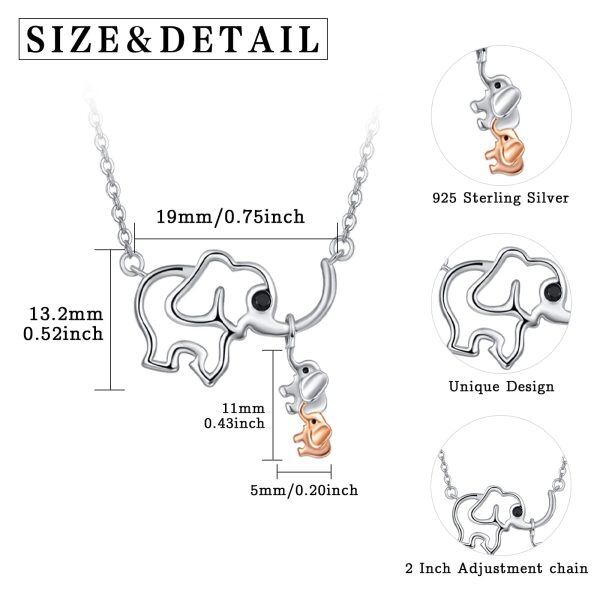 Sterling Silver Elephant Family Necklaces-4