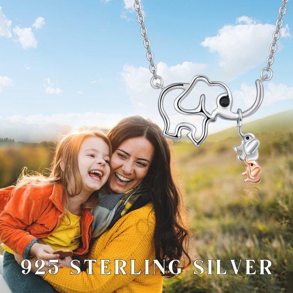 Sterling Silver Elephant Family Necklaces-5