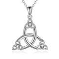 wholesale 925 Sterling Silver Celtic Knot Triangle Pendant Necklace for Women-0-0