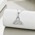 wholesale 925 Sterling Silver Celtic Knot Triangle Pendant Necklace for Women-0-2