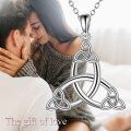 wholesale 925 Sterling Silver Celtic Knot Triangle Pendant Necklace for Women-0-5